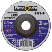 Flexovit 66252831176 Depressed Centre DPC 125mm x 3.4mm 5" BF42 Steel / Inox Cutting Disc (Single)
