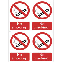 Draper 72166 SS16 4 X 'No Smoking' Prohibition Sign