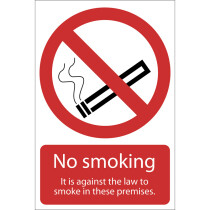 Draper 72167 SS17 'Smoking Against The Law' Prohibition Sign