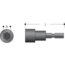 Makita 784806-1 Magnetic Socket Bit 10-65, M6 Bolt Size, 10mm x 65mm