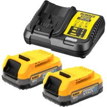 DeWalt DCB1102E2-GB 18V Powerstack Compact Battery Twinpack with Charger