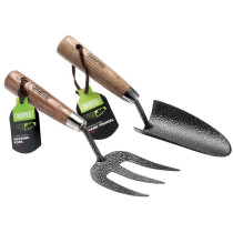 Draper 83776 GCAFT2/I 2 Piece Carbon Steel Heavy Duty Hand Fork and Trowel Set with Ash Handles