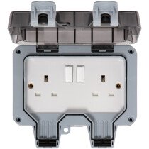 SLx 90112PI Weatherproof Outdoor 2 Gang IP66 Socket