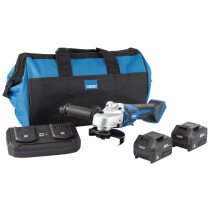 Draper 99734 PTKD20K7 D20 20 V 115mm Brushless Grinder Kit With 2 X 3.0 Ah Batteries, Twin Charger And Bag