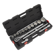 Sealey AK2583 Socket Set 3/4"Sq Drive 12-point WallDrive 15pc Metric