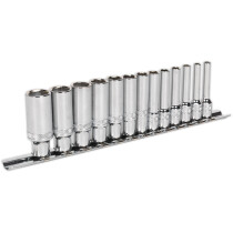 Sealey AK2747 Deep Socket Set 13pc 1/4"Sq Drive Lock-On™ 6pt Metric