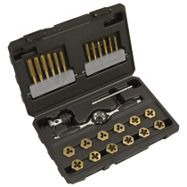 Sealey AK3026IMP Premier Hexagonal Tap & Die Set 26pc Hexagonal  - Imperial - Titanium Coated