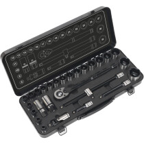 Sealey AK7972 Socket Set 28 Piece 1/2" Drive 6 Point WallDrive® Metric Black Series