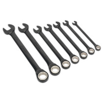 Sealey AK7978 Combination Ratchet Spanner Set 7pc Black Series Metric