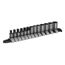 Sealey AK7990 Socket Set 13pc 1/4"Sq Drive Metric - Black Series