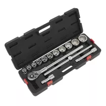 Sealey AK2583 Socket Set 3/4"Sq Drive 12-point WallDrive 15pc Metric