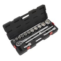 Sealey AK2583 Socket Set 3/4"Sq Drive 12-point WallDrive 15pc Metric