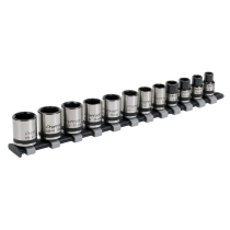 Sealey AK2741B Socket Set 12pc 3/8"Sq Drive Lock-On™ 6pt Metric - Black Series
