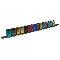 Sealey AK2874 Multi-Coloured Socket Set 15pc 1/2"Sq Drive 6pt WallDrive Metric