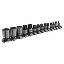 Sealey AK618B TRX-Star* Socket Set 14pc 1/4", 3/8" & 1/2"Sq Drive E4-E24 Black Series