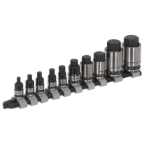 Sealey AK6229B Hex Socket Bit Set 10pc Stubby 1/4", 3/8" & 1/2"Sq Drive Black Series