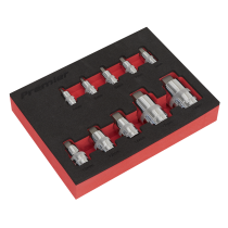 Sealey AK6244 Hex Socket Bit Set 10pc Stubby 1/4", 3/8" & 1/2"Sq Drive