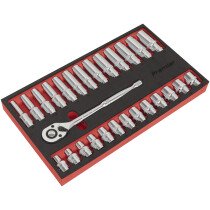 Sealey AK66723 Ratchet Wrench and Socket Set 27 Piece 1/2"Sq Drive