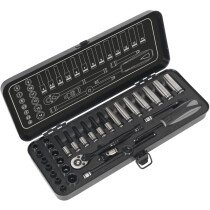 Sealey AK7970 Socket Set 32 Piece 1/4" Drive 6 Point WallDrive® Metric Black Series