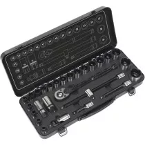 Sealey AK7972 Socket Set 28 Piece 1/2" Drive 6 Point WallDrive® Metric Black Series