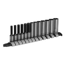Sealey AK7991 Socket Set Deep 13pc 1/4"Sq Drive Metric - Black Series