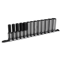 Sealey AK7995 Socket Set Deep 13pc 1/2"Sq Drive Metric - Black Series