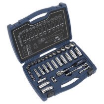 Sealey AK8991 Socket Set 34pc 3/8"Sq Drive 6pt WallDrive Metric