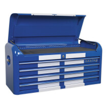 Sealey AP41104BWS Topchest 4 Drawer Wide Retro Style - Blue with White Stripes