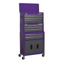 Sealey AP2200BBCPSTACK Topchest, Mid-Box & Rollcab 9 Drawer Stack - Purple