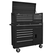 Sealey AP41STACKB Topchest & Rollcab Combination 15 Drawer with Ball-Bearing Slides - Black