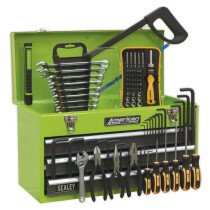 Sealey AP9243BBHVCOM Portable Tool Chest 3 Drawer with Ball Bearing Slides - Hi-Vis & 93pc Tool Kit