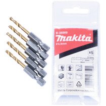 Makita B-56437 3.3mm Rivet Drills PK5 (Replaces B-38869)