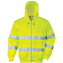 Portwest B305 Hi-Vis Hooded Sweatshirt  Zip Front Hoodie High Visibility