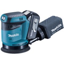 Makita DBO180RTJ 18V LXT 5"/125mm Random Orbit Sander with 2x 5.0Ah Batteries In Makpac Case