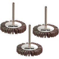 Clarke 6502422  3mm Shank Flap Wheels 32x5x3mm - Assorted Grit Pack x 3