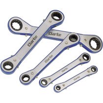 Clarke 1700440 PRO40 5 piece 1/4" - 7/8" Angle Head Ratchet Ring Spanner Set