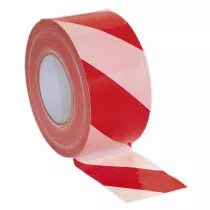 Sealey BTRW Hazard Warning Barrier Tape 80mm x 100mtr Red/White Non-Adhesive