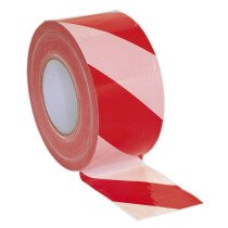 Sealey BTRW Hazard Warning Barrier Tape 80mm x 100mtr Red/White Non-Adhesive