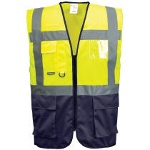 Portwest C476 Hi Vis Warsaw Executive Vest High Visibility - Yellow/Navy