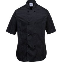 Portwest C737 Rachel Ladies Short Sleeve Chefs Black Jacket 