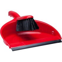 Lawson-HIS B00013 Dustpan and Brush Set Red Plastic with Soft Synthetic Bristles