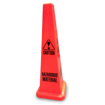 JSP CLOFF1207 Orange 35" Safety Cone 'Caution Hazardous Materials' Slotted Type