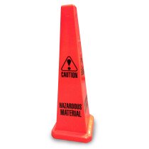 JSP CLOFF1207 Orange 35" Safety Cone 'Caution Hazardous Materials' Slotted Type