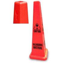 JSP CLOFF Orange 35" Safety Cone 'Caution Hazardous Materials' Keyhole Type