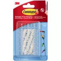 Command 17026CLR Clear Decorating Clips with Clear Strips (Pack of 20) COM17026CLR