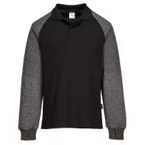 Portwest CR15 Polo Shirt with Cut Resistant Sleeves - Black