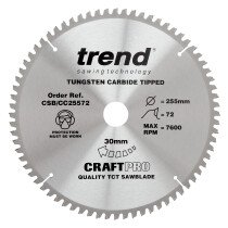 Trend CSB/CC25572 Craft saw blade crosscut 255mm x 72 teeth x 30mm