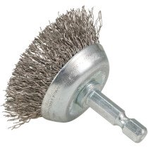 Makita D-76582 75mm Stainless Steel Crimped Wire Cup Brush with 1/4" Hex Shank