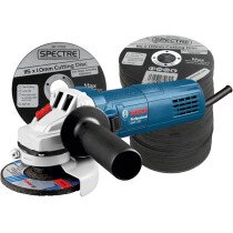 Bosch/Spectre 100 x 115mm Thin Cutting Discs PLUS GWS750 115mm Angle Grinder Bundle