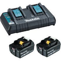 Makita DC18RD 240v Dual Port Charger with 2x 18V - 5.0Ah Battery Set